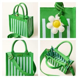 kate spade x Target Stripe Knit Crossbody Bag Green/Blue & Daisy Bag Charm NWT